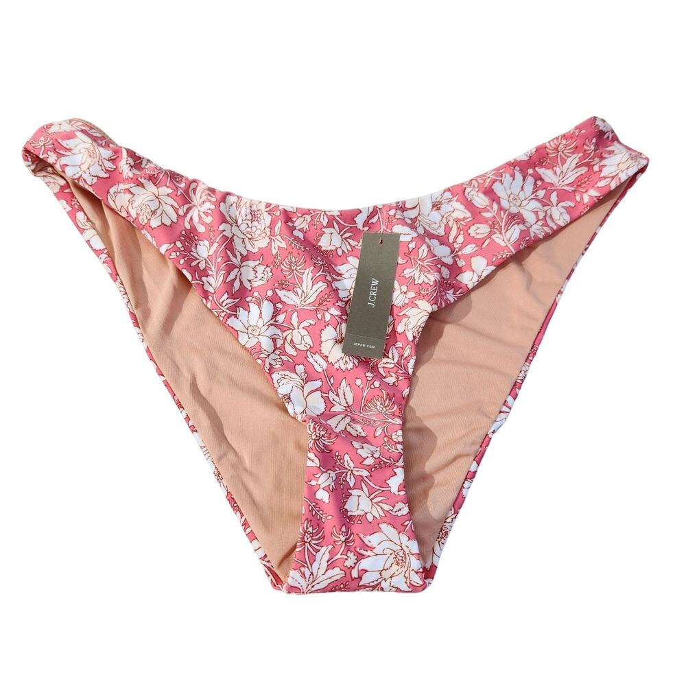 J. Crew Curved Waist Cheeky Bikini Bottom Tossed Floral New With Tags Womens L